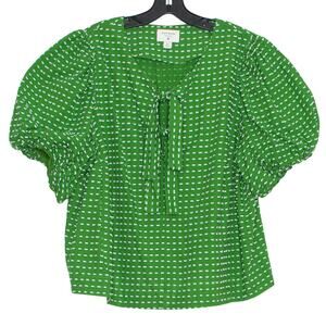 Kate Spade Top Puff Sleeve Swiss Dot Cottagecore Coquette Boho Prairie Green XXL